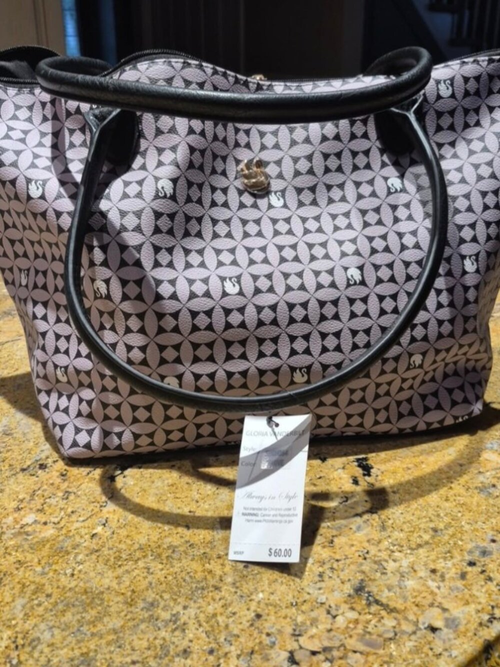 OVERSIZE BAG GLORIA VANDERBILT NEW WITH TAGS MAUVE